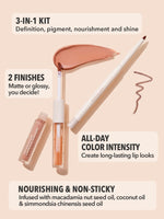 3 EN 1 KIT SOFT 90'S GLAM LIP LINER AND LIP DUO SET SHEGLAM